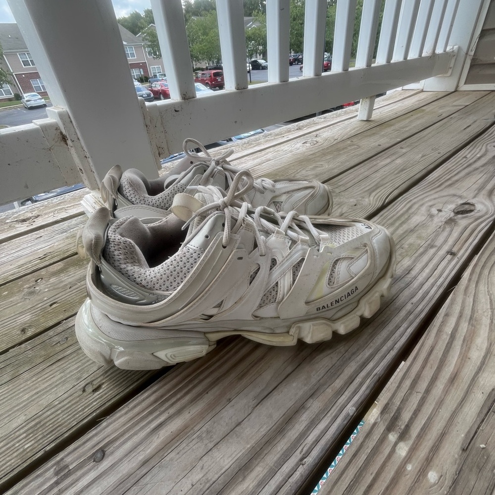 Balenciaga Cream and Gray Sneakers